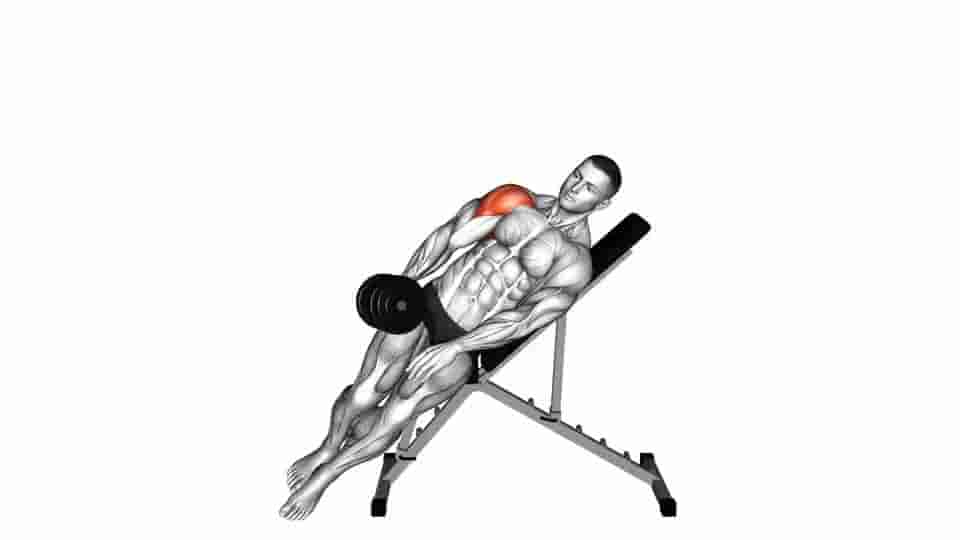 Thumbnail for the video of exercise: Dumbbell Incline One Arm Lateral Raise