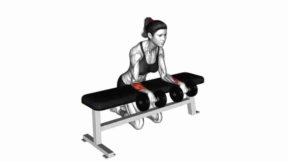 Thumbnail for the video of exercise: Dumbbell Over Bench Wrist Curl 