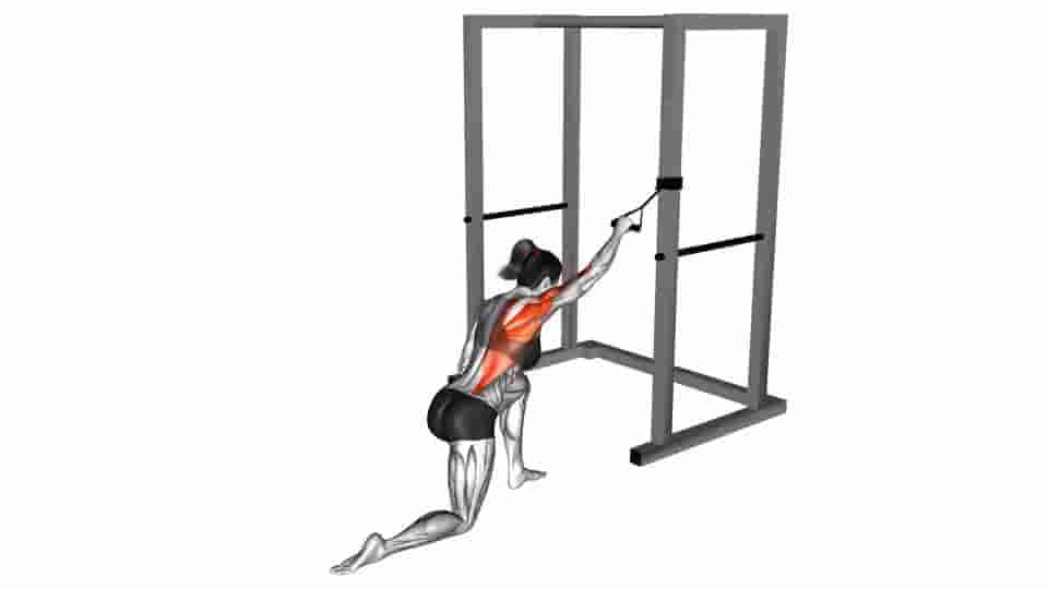 Thumbnail for the video of exercise: Band Kneeling One Arm Pulldown 