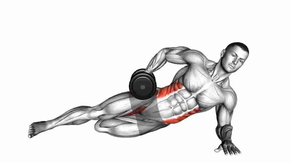 Thumbnail for the video of exercise: Dumbbell Side Bridge with Bent Leg 